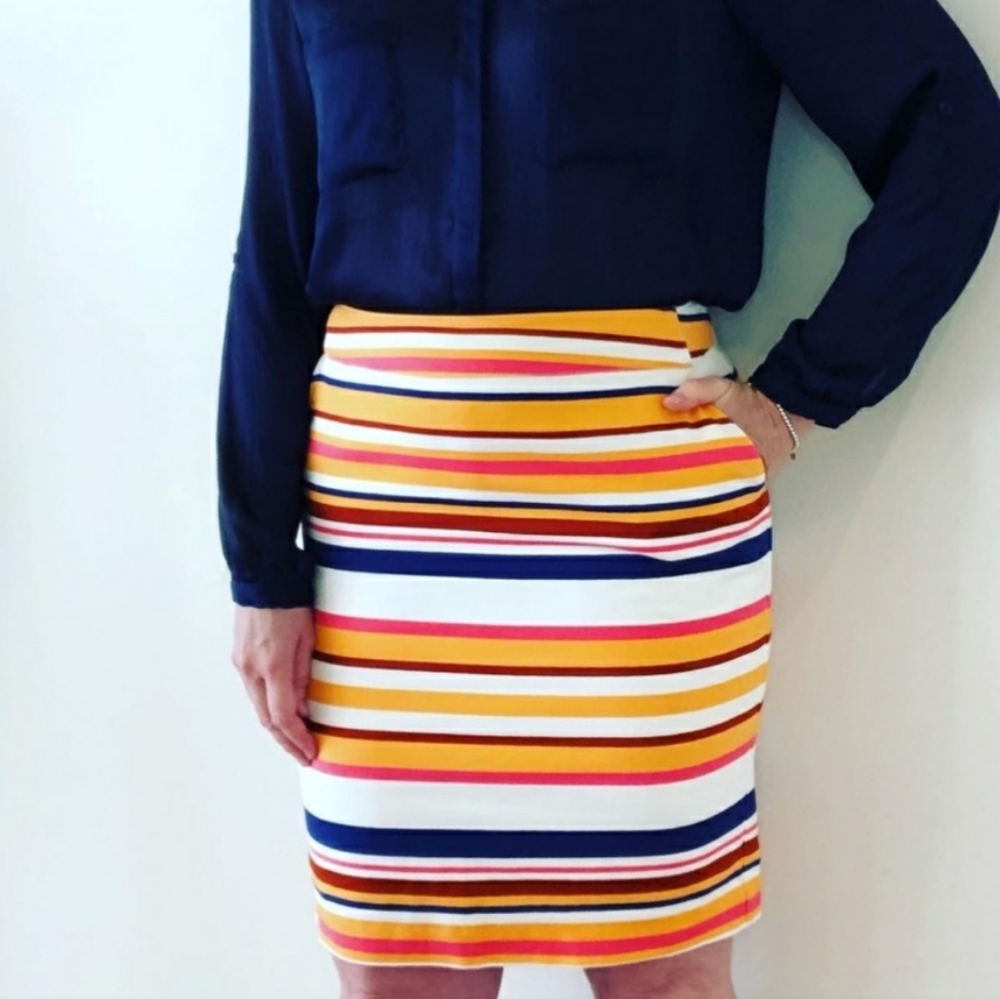 Merona Orange and Blue Striped Skirt Size 12